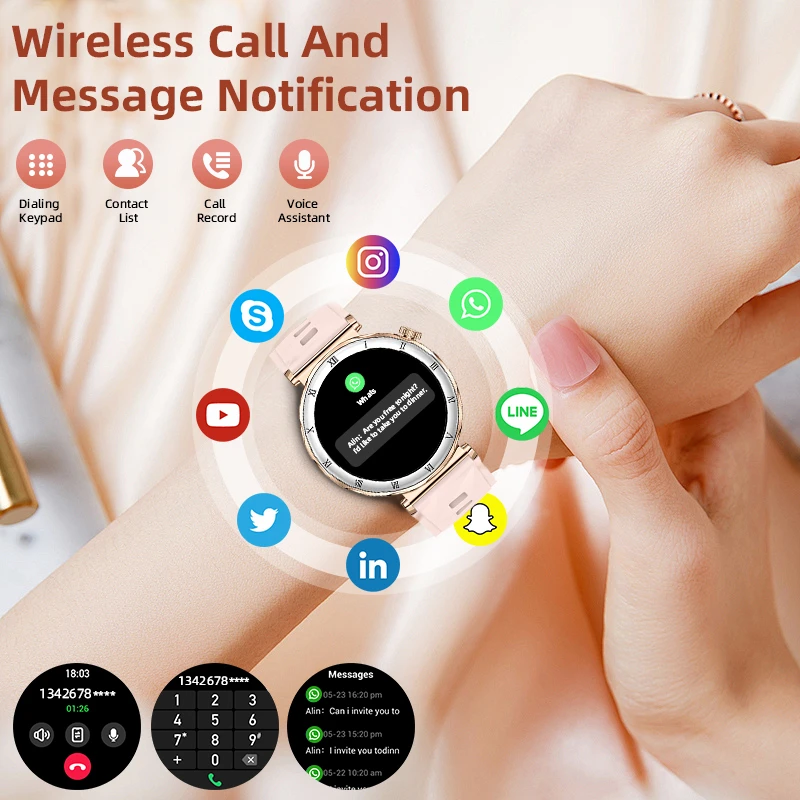 LIGE 1.19"AMOLED Smart Watch Women Bluetooth Call Smart Watches Laides Waterproof Heart Rate Monitor Bracelet Smartwatch Mujer