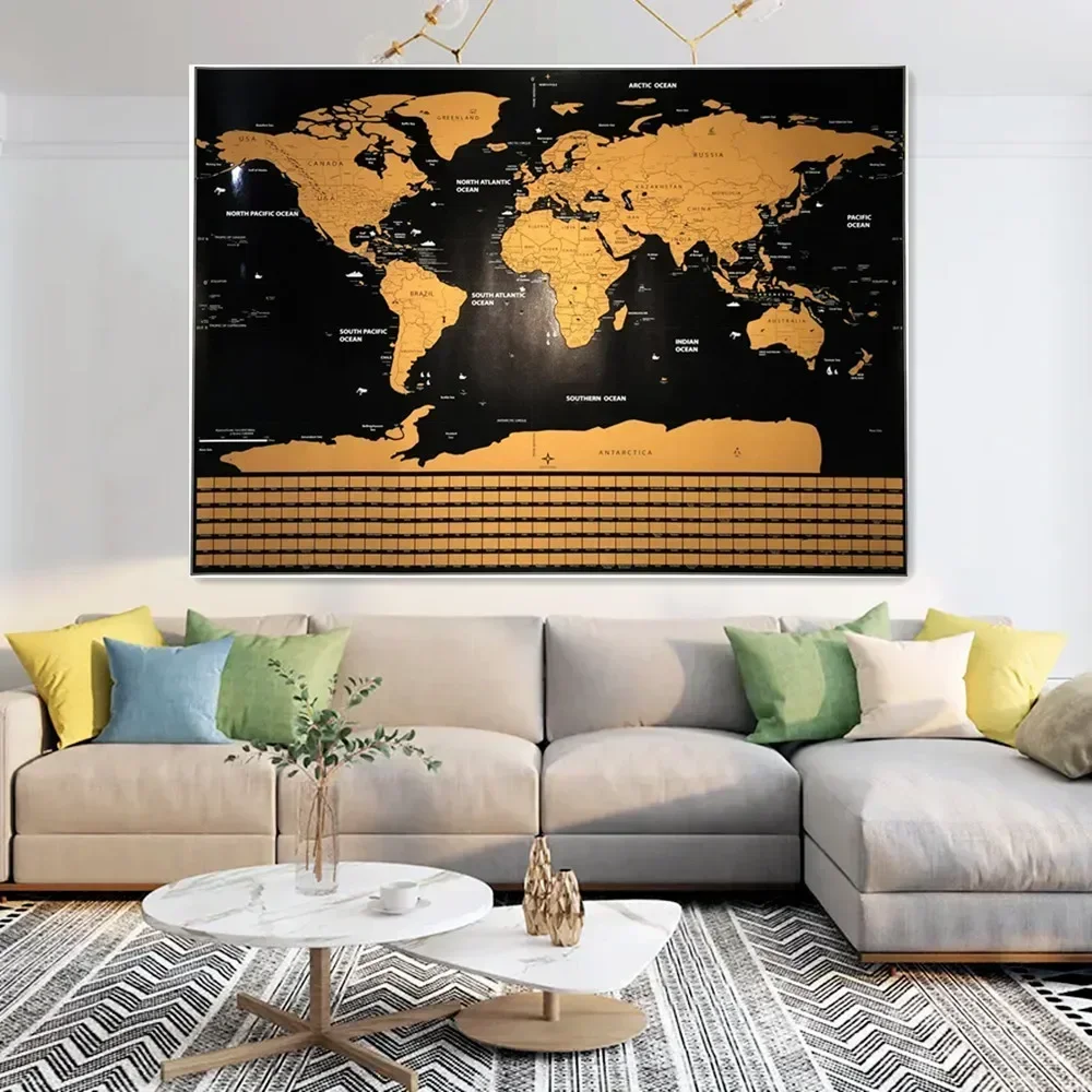 1 Pz Gratta E Vinci Mappe, Grandi Mappe Murali Decorazioni Per La Casa Pittura, Mappe Per Tracciare I Viaggi, Deluxe Scratch-Off Mappe Di Viaggio Post