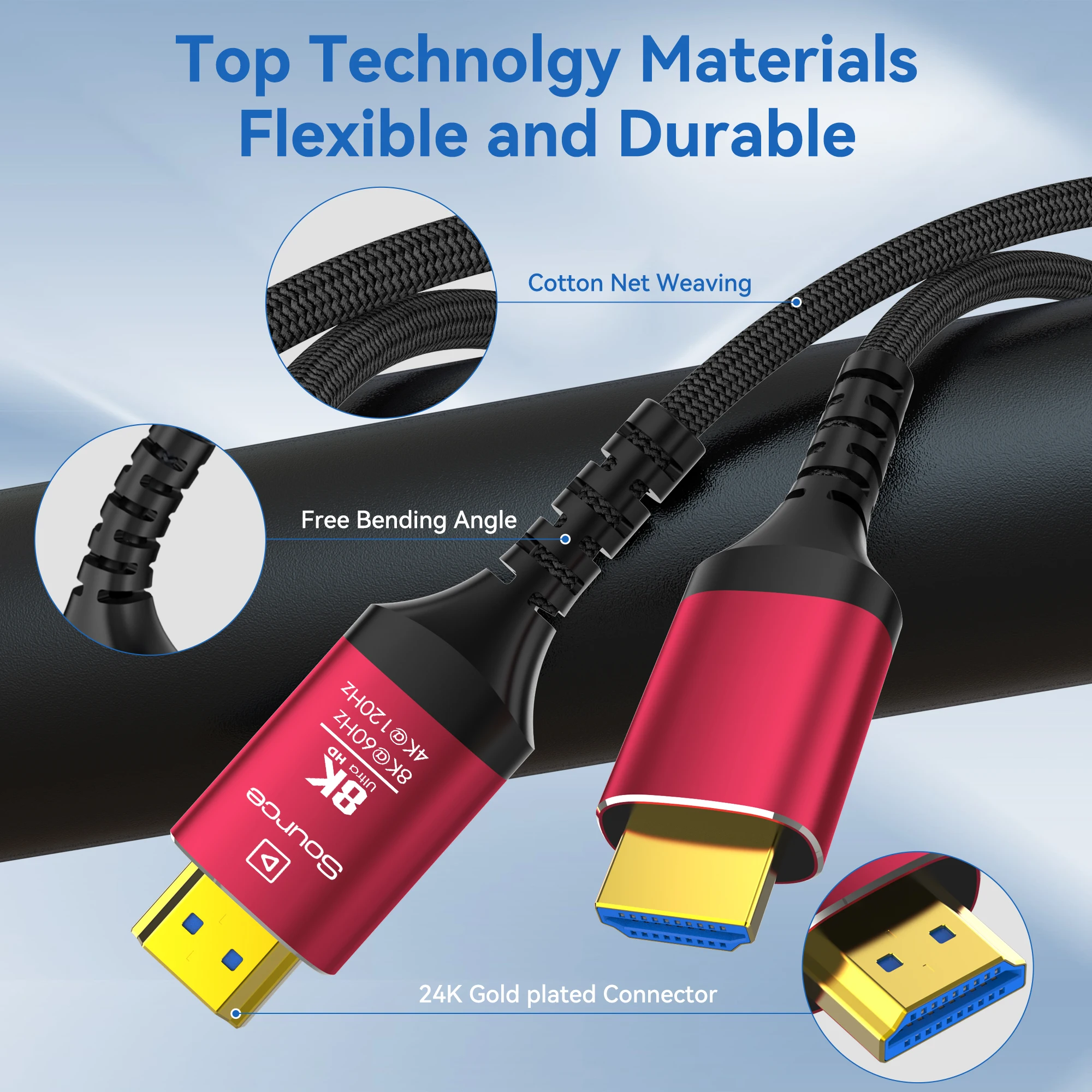 Ultra High-Speed 8K HDMI 2.1 Fiber Optic Cable with eARC and 48Gbps Bandwidth