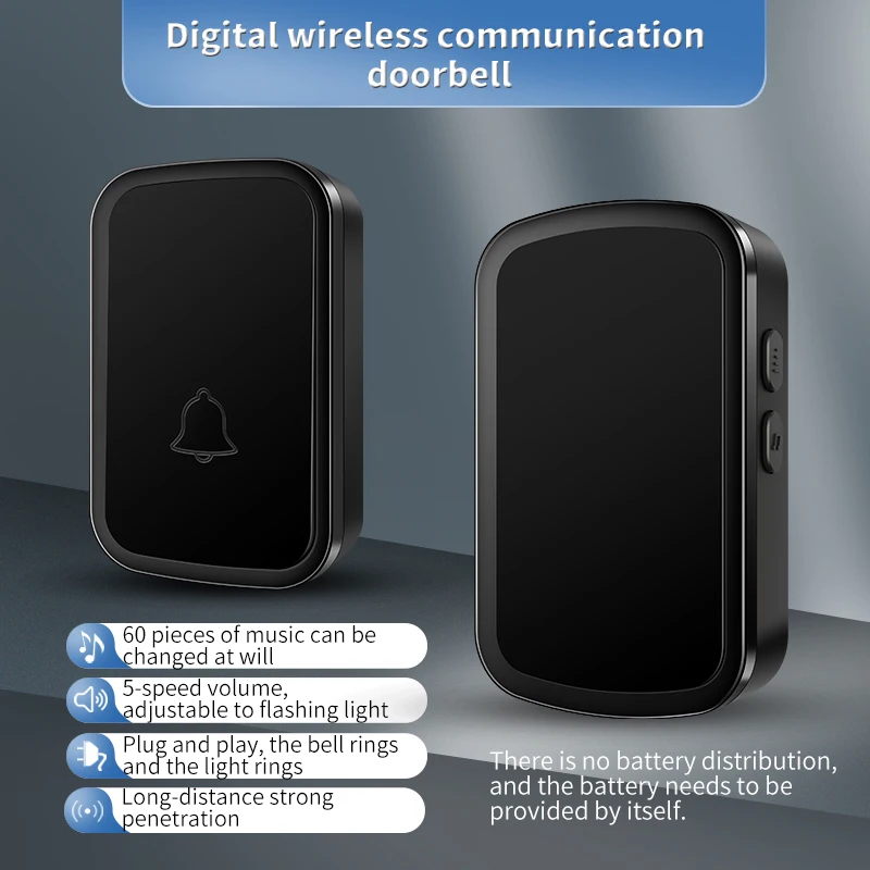 Cacazi Campanello Wireless 60 Ring 5 Volume Pulsante Impermeabile 300M Telecomando Led Light Household A29 Smart Campanello Us Eu Uk