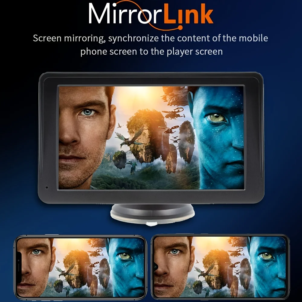 7 Inch Portable CAR MP5 PLAYER with Dash Camera - Touch Screen Multimedia Monitor, Bluetooth, Mirror Link, Android Auto, Univers - 3