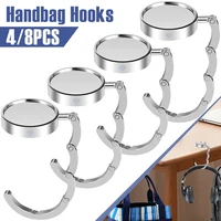 4/8Pcs Handbag Hooks Folding Metal Table Bag Holders Portable Purse Hangers Unique Parts Accessories Multipurpose Non-Slip Hooks 1