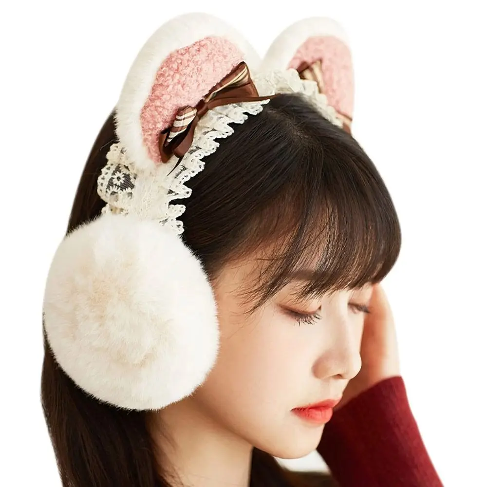 Fur Ear Cover Cat Ear Muffs Winter Cute Ear Warmer Earmuffs Soft Plush Earmuffs Lovely Women Girl Fleece Ear Warmer