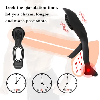 Penis Rings Vibrator for Men 10 Speeds Vibring Delay Ejaculation Double Cock Ring Clitoral Stimulator Sex Toys for Couple 6