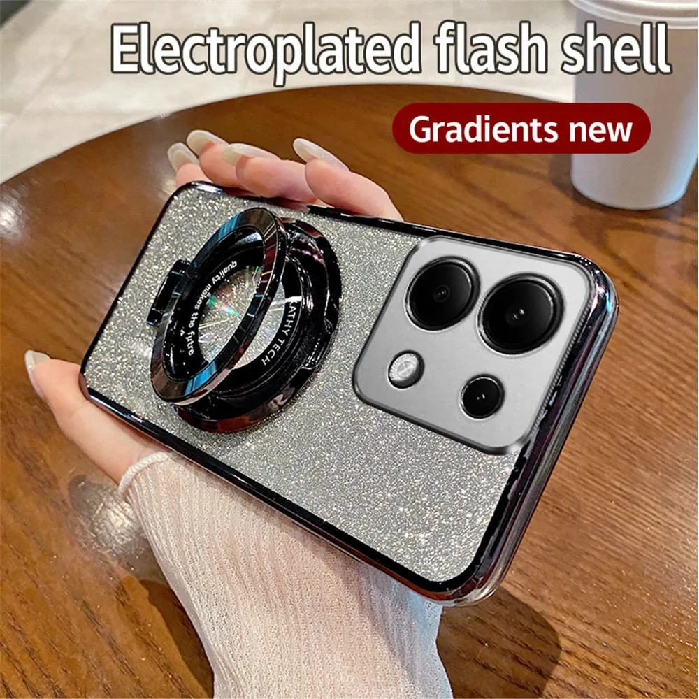 Magnetic Bracket Soft Phone Case with Bling Holder