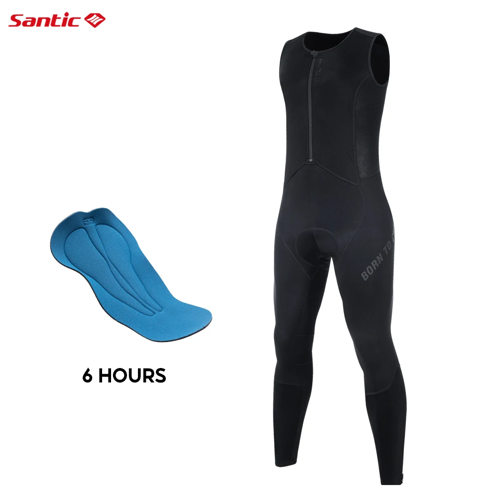 Santic Winter Cycling Bib Pants Windproof Warm Bib Pants Cycling Breathable Non Slip Sponge Cushion Clothes