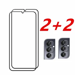 Ultra - Clear Tempered Glass Screen Protector with Soft Fiber Camera Film (2 glass 2 lens film)