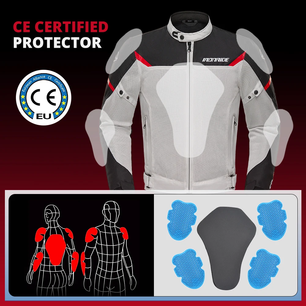 Motorcycle Jacket Men Summer Breathable Racing Motorcycle Jacket CE Certification Protection Riding Clothing Reflective Stripe