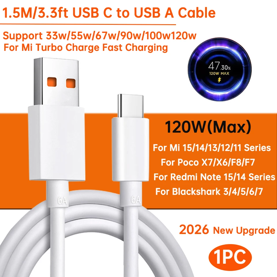 High-Speed Original Xiaomi USB Type-C Turbo Charge Cable - 120W/33W Fast Charging Capability