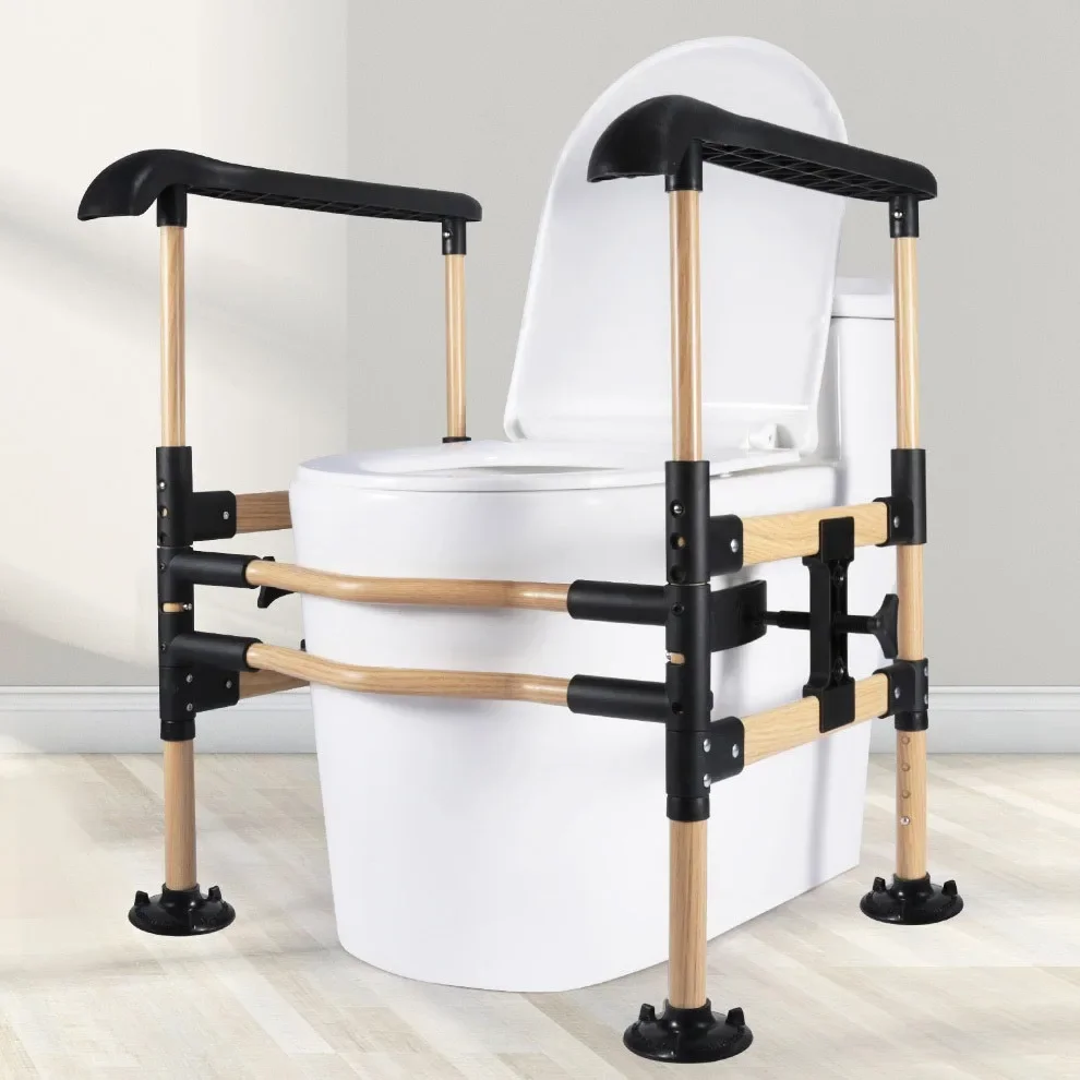 Elderly Toilet Seat with Handrails Punch-Free Safety Bracket Assisted Getting Up Railings Strong Load Bearing Toilet Armrest