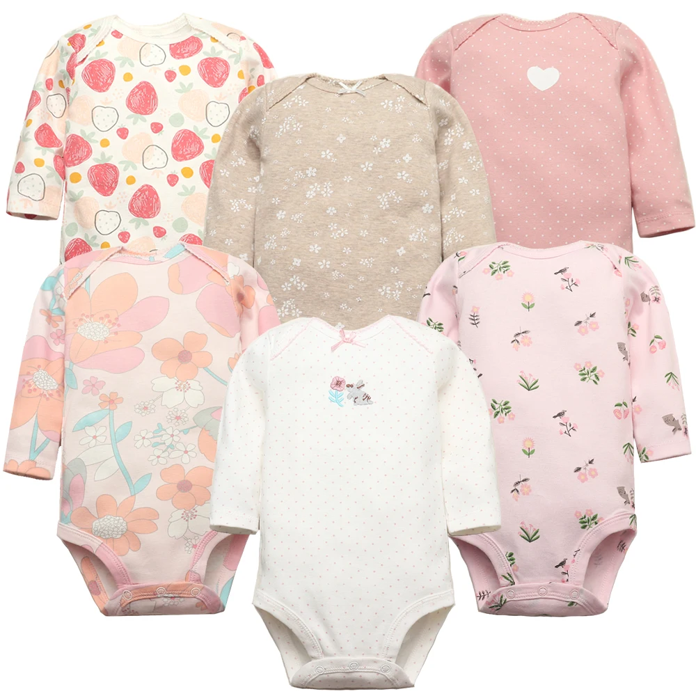 Baby Bodysuit 6 PCS/Lot Baby Boys Girls Long Sleeve 100% Cotton Newborn Body Bebe Jumpsuit Clothing Kids Costume