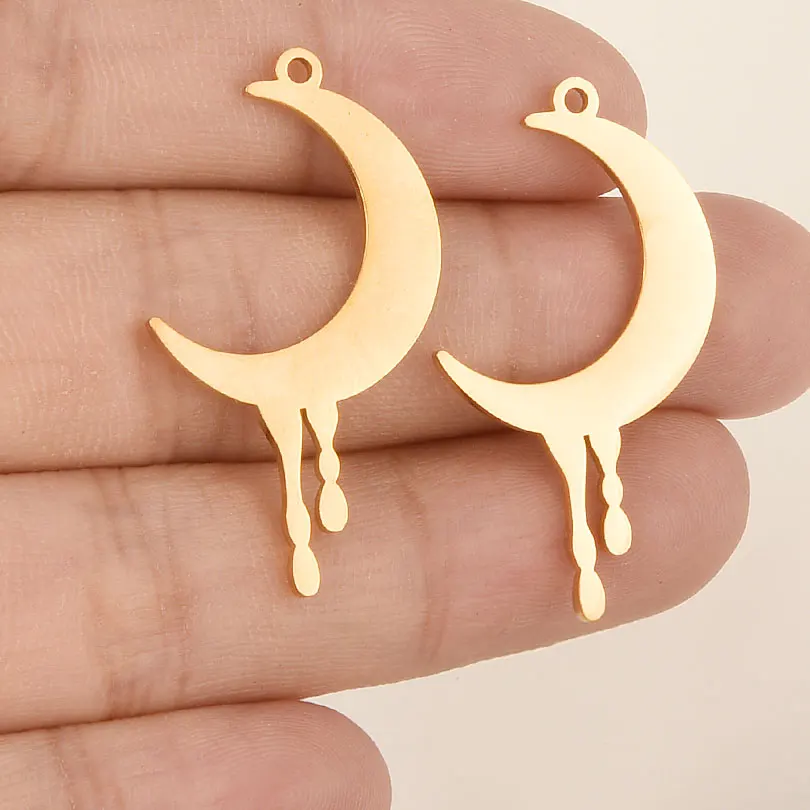 5 stücke Gold Farbe Pvd Edelstahl Hexe Knoten Schlange Blut Mond Anhänger Für Schmuck Machen Liefert DIY Schlüsselbund Ohrringe charme – Detail 3