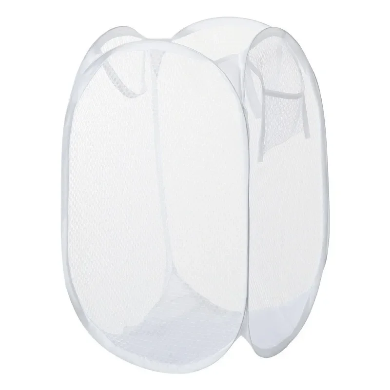 Laundry Basket Foldable Mesh Storage Bag For Dirty Clothes Organizer In Bathroom Washing Room Home Use_voghion.com