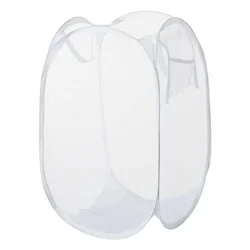 Foldable Mesh Laundry Basket (White)