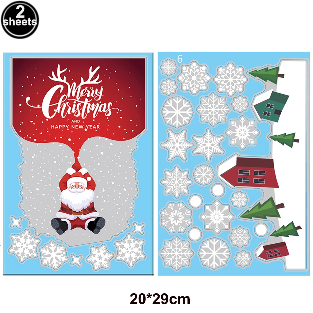 thumbnail image 1 of Pegatinas navideñas para ventanas, copos de nieve de invierno, reutilizables, para Navidad, Papá Noel, alce, muñeco de nieve, decoración para el hogar, 1 of 5