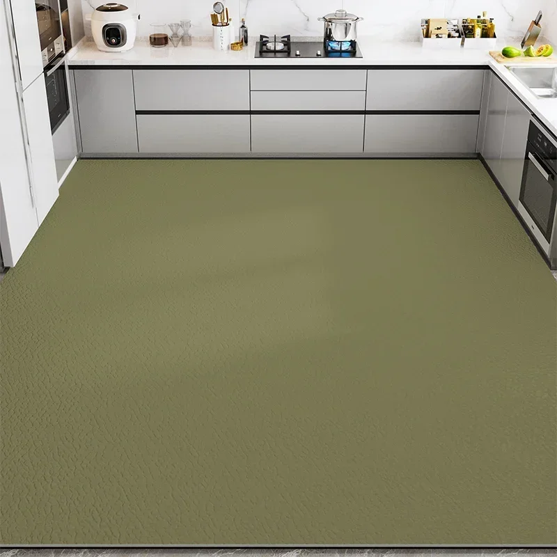Pvc Kitchen Floor Mat Oversized Black Carpet Waterproof Oil-proof Non-slip Large Rug Solid Gray Washable Leather Mats 주방 바닥 매트 3