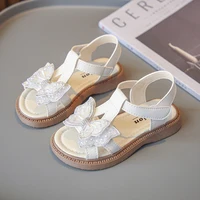 Toddler Girls Sweet T-strap Bowknot Sandals Beach Shoes Kids Princess Sandals 6-15 Years Flats Summer Baby Sandals for Girls 1