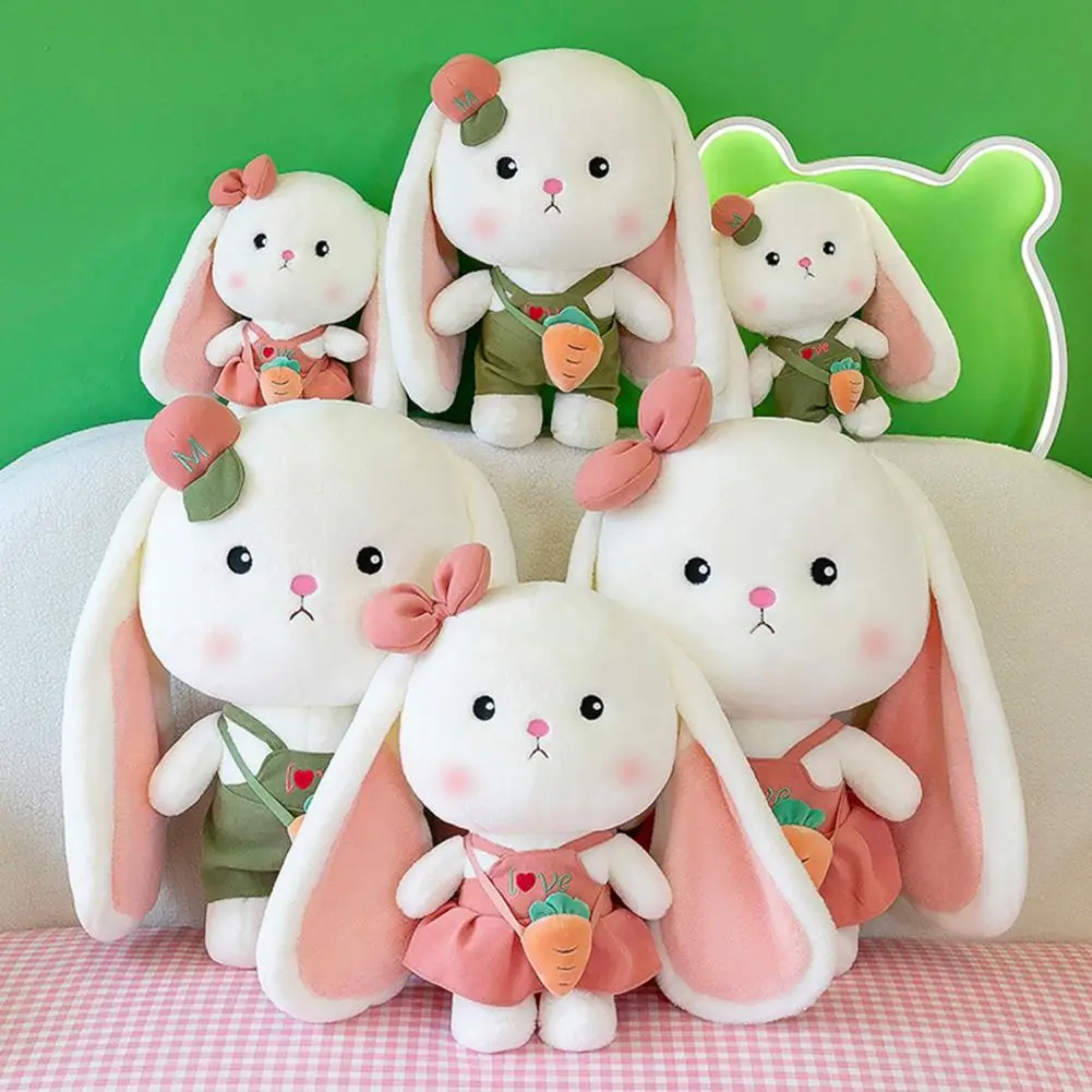 Rabbit Plush Toy Carrot Rabbit Shape Soft Pastel Colors Throw Pillow Plush Stuffed Animal Pillow Plush Rabbit Doll for Sofa dog chew toy chew resistant carrot shape dog toy for teeth molar health durable cotton rope tug toy for dogs puppies for play