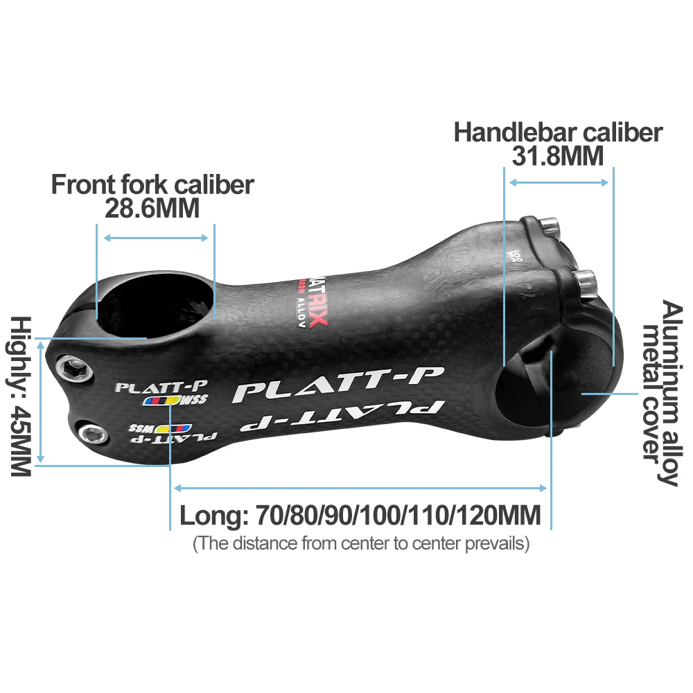 Potence Carbone Pour Vélo – 31,8mm / 6° / 17° – Tailles 70 à 120mm – NEUF