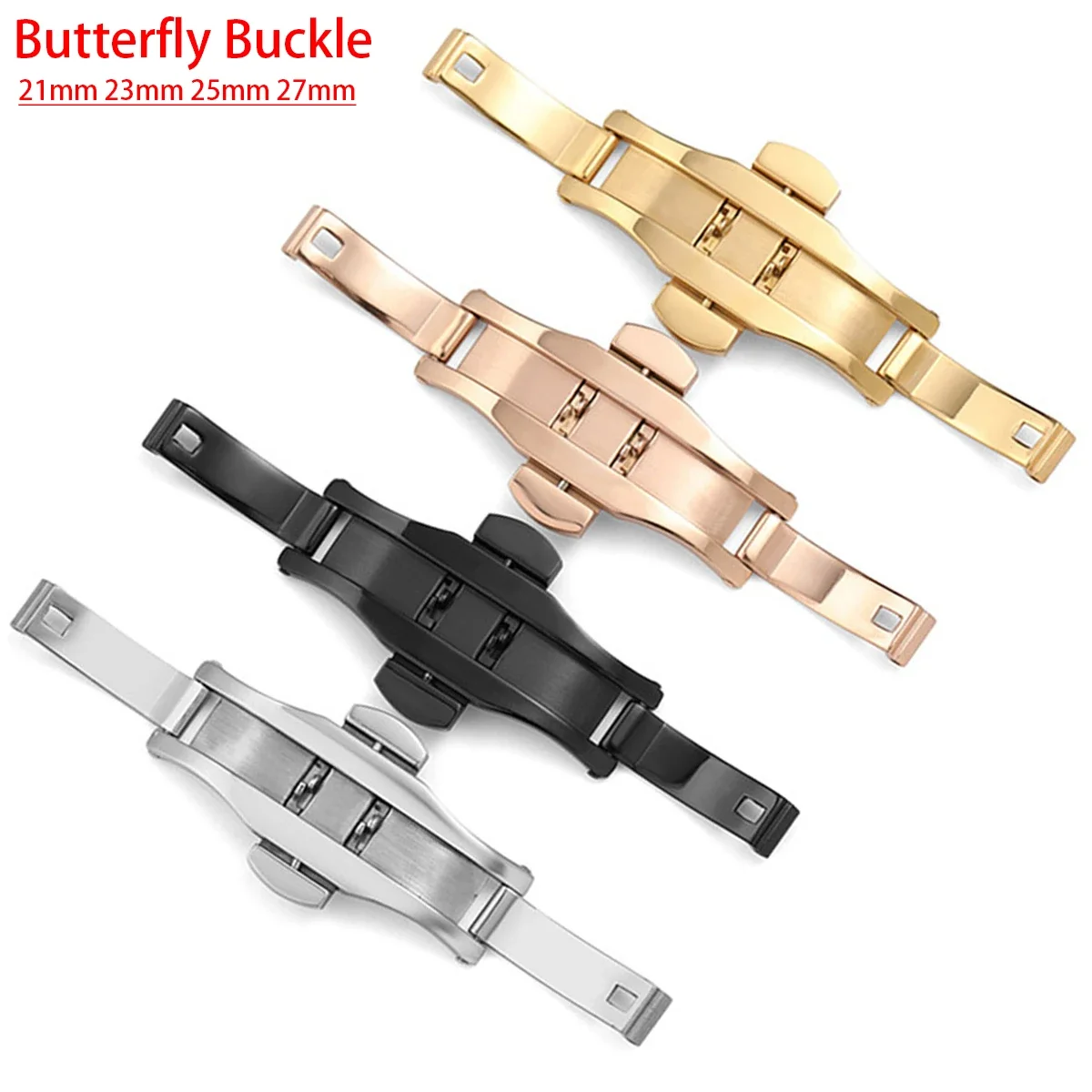 Stainless Steel Butterfly Deployment Buckle with Double Click Clasp