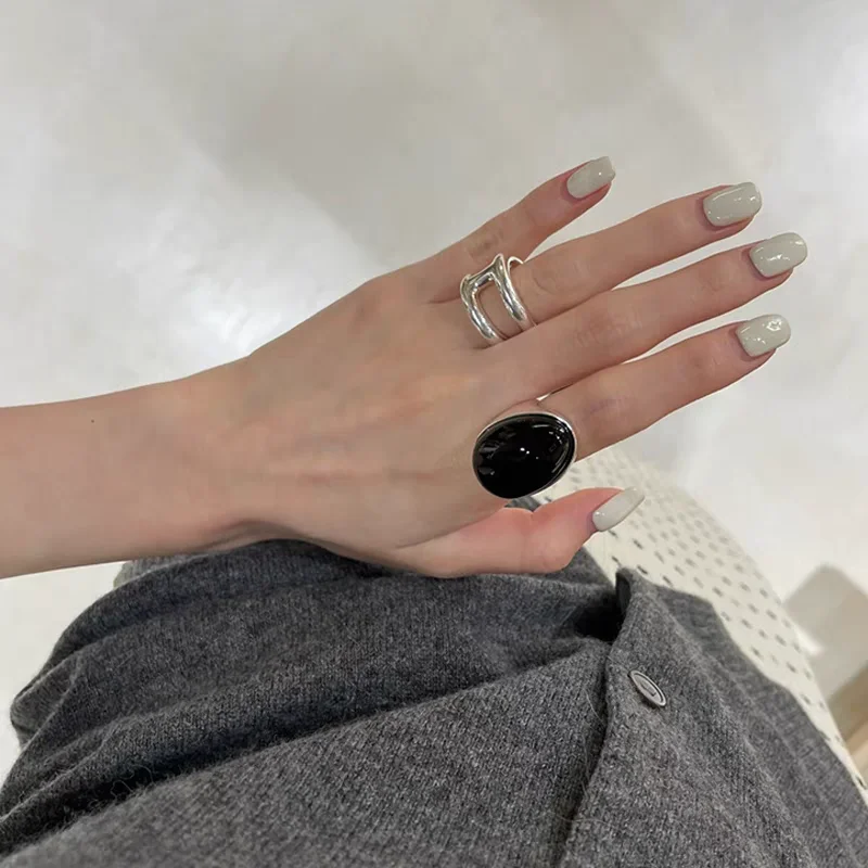 Brass Natural Crystal Jade Solid Ring Women Jewelry Punk Party Designer Club Cocktail  Party Gown Trendy Top Japan