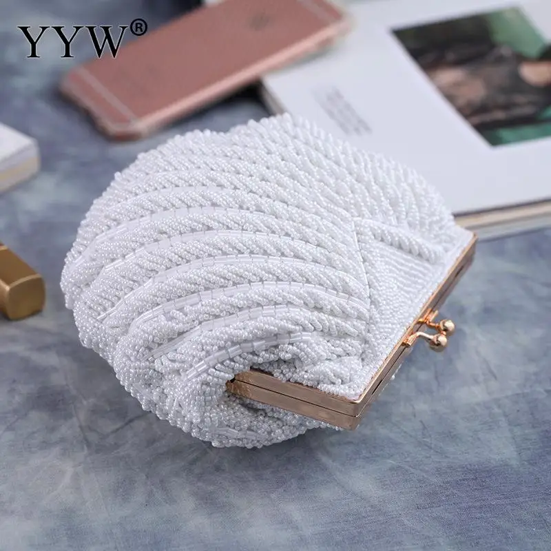 Elegant Women Wedding Purse Handbag Luxury Evening Party Bags White Shell Clutches Pochette Mariage Sac Femme Beaded Clutch Bag women handbags beach clutch bag