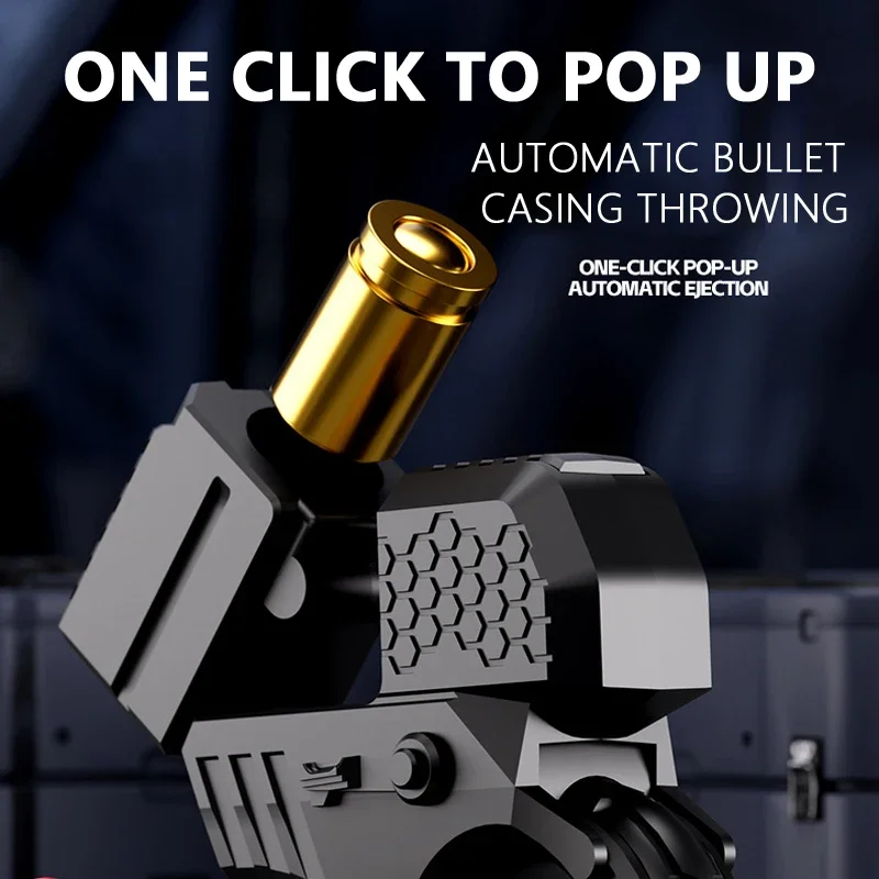 Mini Throwing Shell Bullet Gun Relieve Stress Ring Alloy Metal Finger Gun Decompression Toy For Boy Gift Launch Soft Bullet Play 3