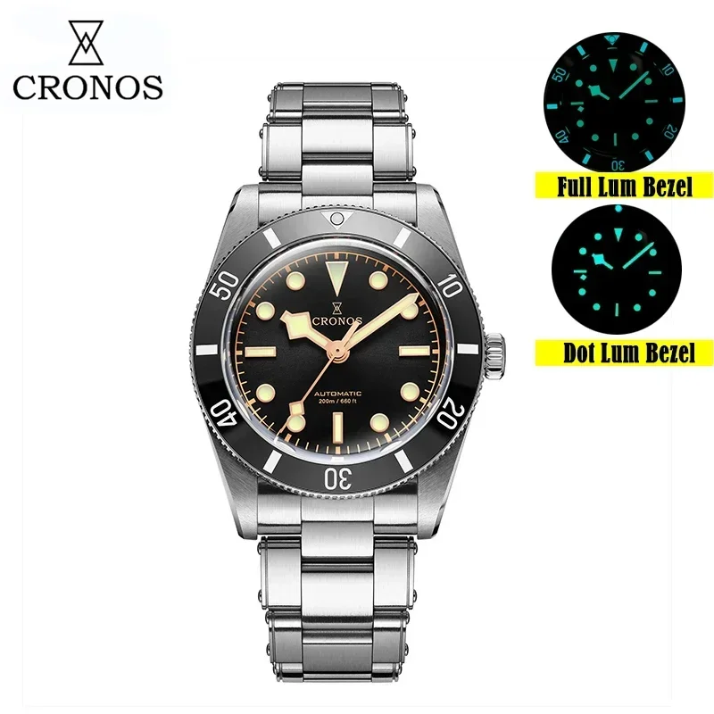 

Cronos BB54 Luxury Watch For Men 37mm Vintage Automatic Wristwatches Female End Links Sapphire 20 Bar Waterproof BGW-9 C3 Lum