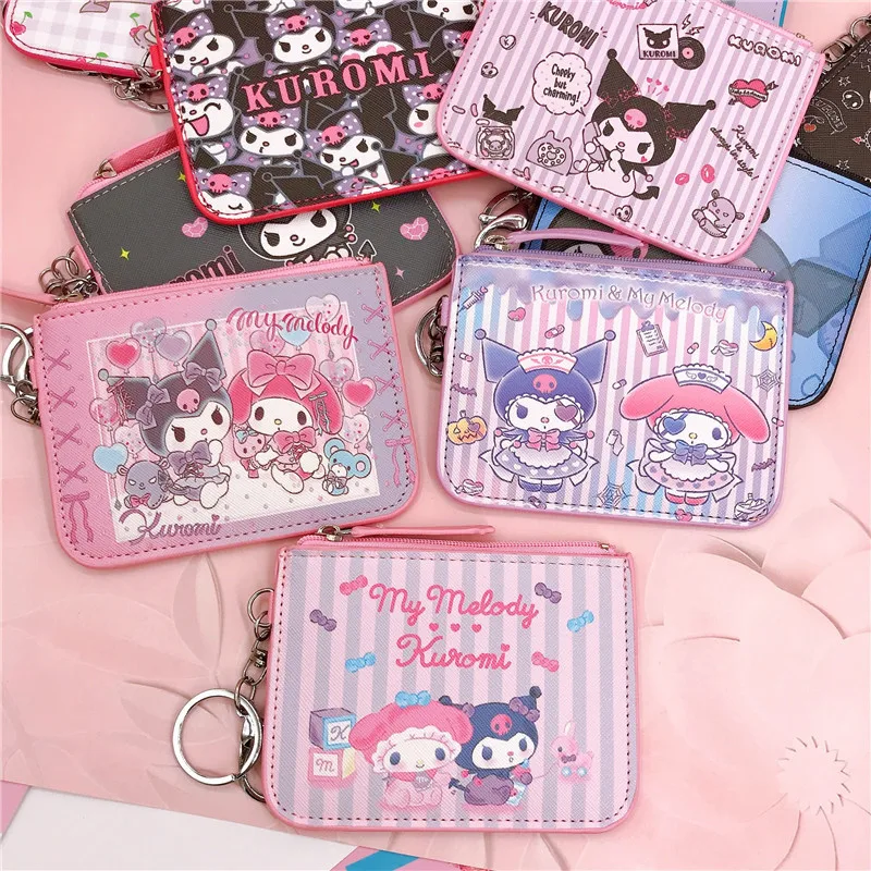 Hello Kitty Coin Purse Badge ID Card Holder Case Wallet Bag w/ Zip Pouch Lanyard 
