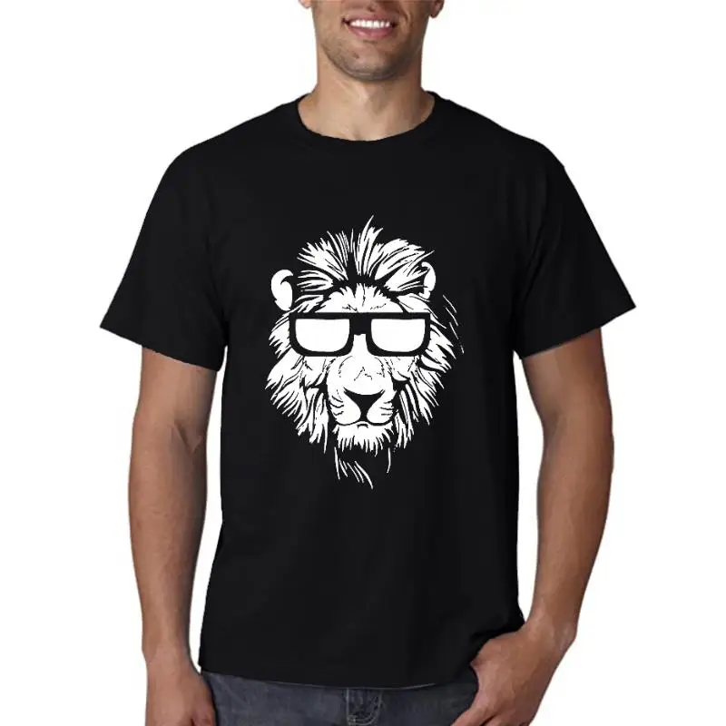 

Футболка мужская с принтом льва, тенниска из 100% хлопка, крутая модная майка с короткими рукавами