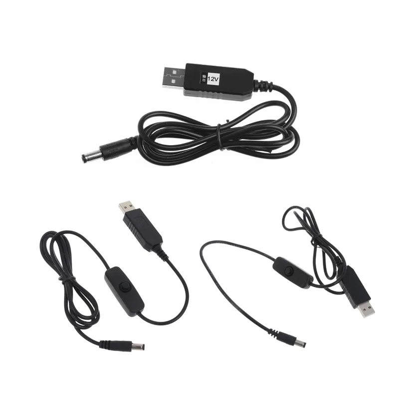 USB DC 5V To 12V 2.1x5.5mm 5.5*2.1mm Right Angle Male Step Up Adapter Cable power supply cord For LED Light Router Speaker