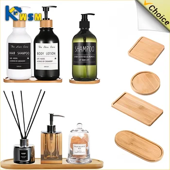 Vassoio dispenser di sapone in legno Vassoio portaoggetti per bottiglie da appoggio per vanità Candele quadrate rotonde Vassoio portaoggetti per gioielli per il bagno 1