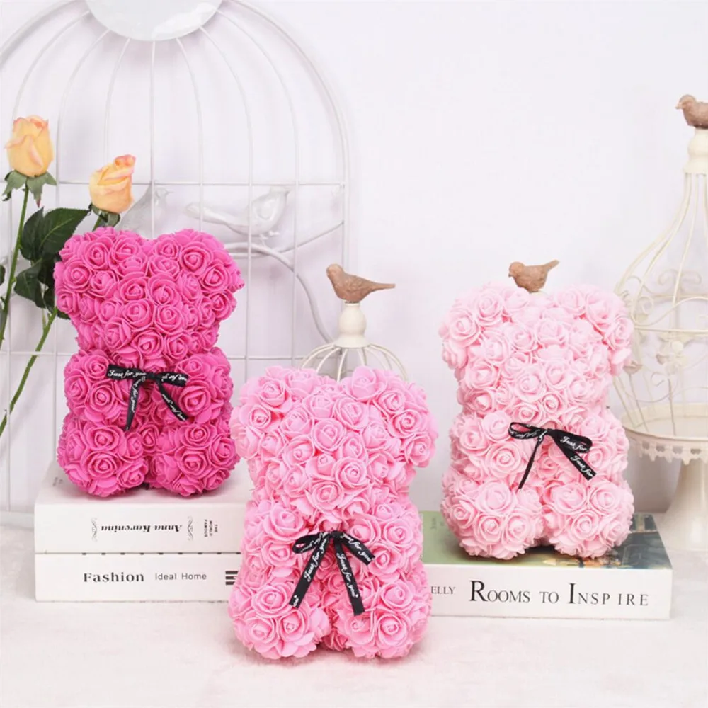 Artificial Flowers 1pc 25cm Foam Bear Rose Bear Romantic Gifts For Valentines Day Mothers Day Anniversary Wedding