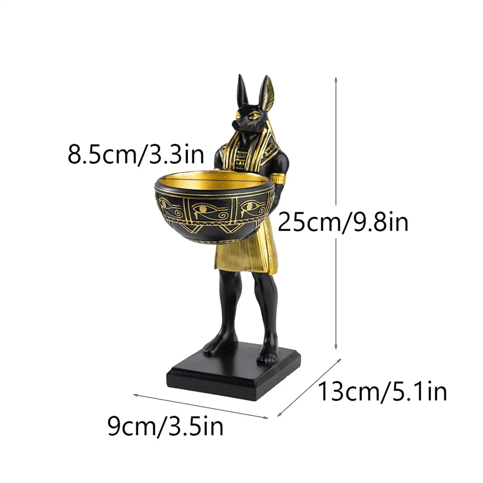Dog Statue Decorative Resin Animal Sculpture With Bowl Egyptian Dog Desktop Ornament For Living Room Bedroom Shelf Table Study