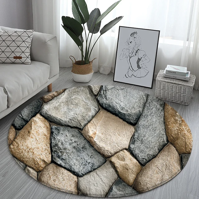 Alfombras redondas de piedras de colores 3D, alfombra de piedra