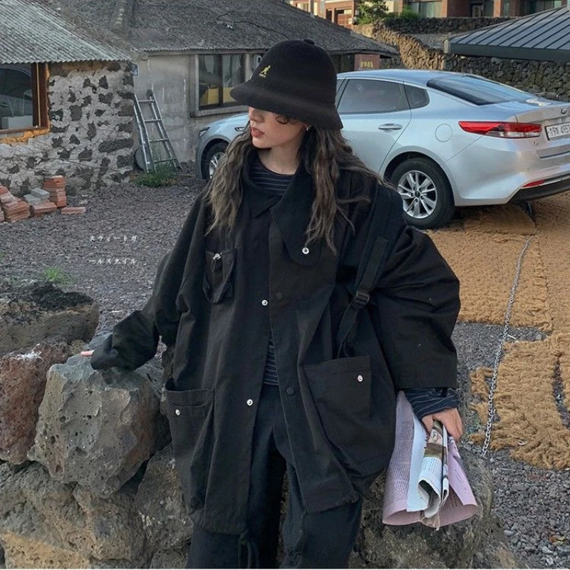 

Spring Fashion Ladies Jacket Adjustable Harajuku Female Outwear Basic Jackets Women High Street Chic Cargo BF Style Streetwear