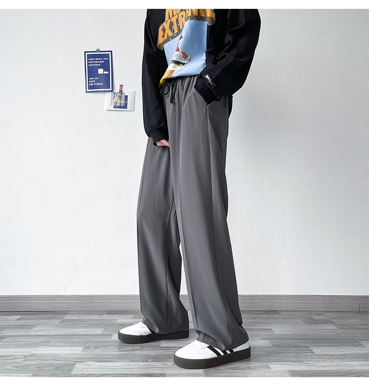 men blazer Gray/Blue/Black Suit Pants Men Fashion Society Mens Dress Pants Korean Loose Straight Wide Leg Pants Mens Formal Trousers M-3XL blazer suit