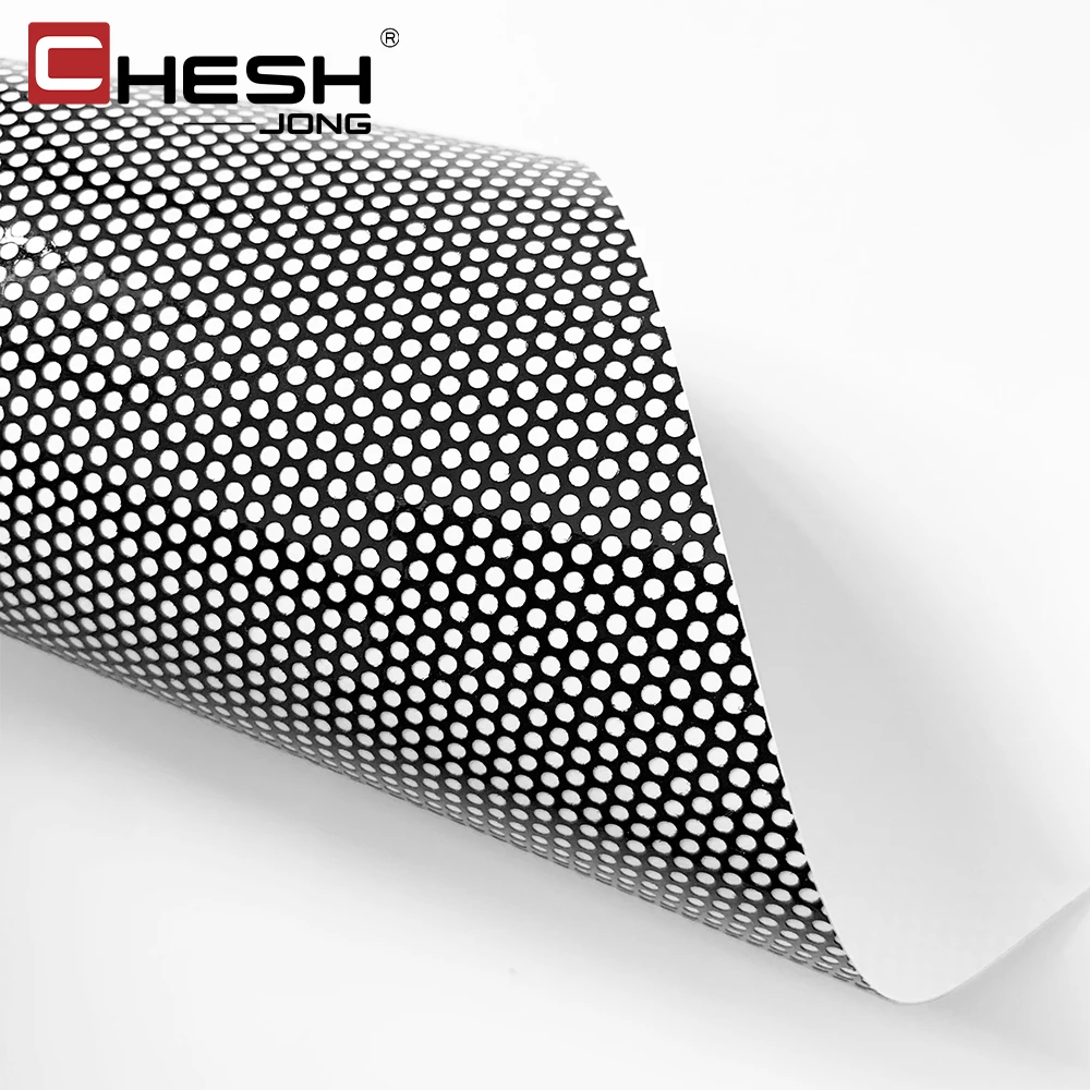 Oneway Perforated Black Vinyl Privacy Window Film Light Headlight Wrap