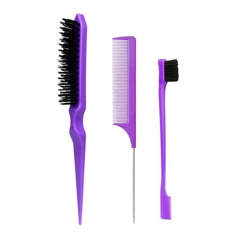 Needle Mouse Hair Brush Set Sharp-tail New Three-piece Comb Three-row Hair Comb Steel Tail Comb Toothbrush Eyebrow Brush Tool
