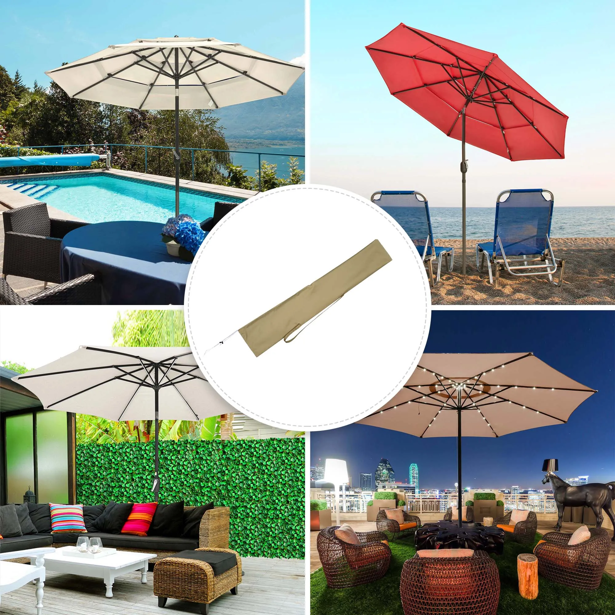 

8ft Polyester Tan Umbrella Cover Bag/ Brown
