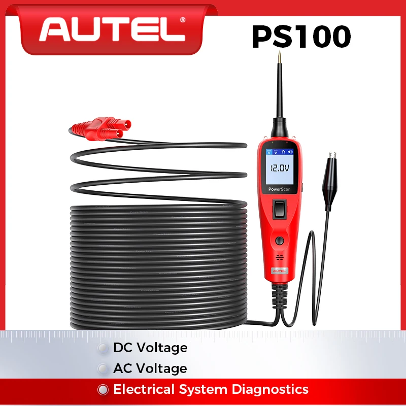 Autel PowerScan PS100 Circuit Tester 12V 24V Universal Automotive Power Circuit Probe Kit AC/DC/Continuity/Probe/Signal Test