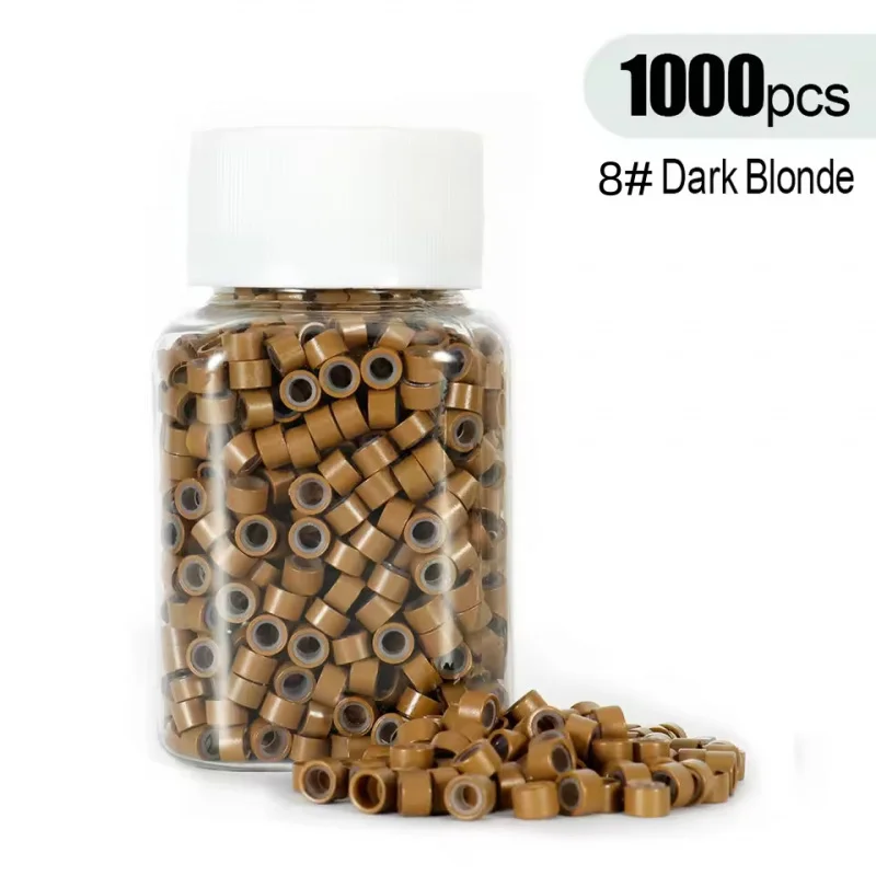 1000개 5*3*3.0mm 알루미늄 실리콘 마이크로 링 인모 연장용 링크 헤어 비즈 루프 I팁 헤어용 살롱 도구