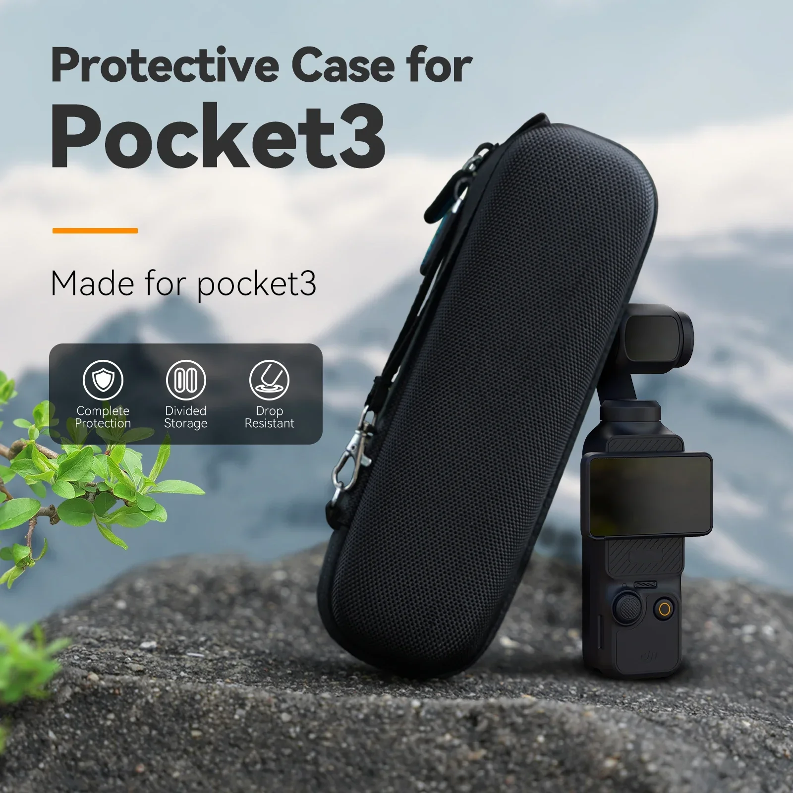 TELESIN Custodia Rigida Da Viaggio Per DJI Osmo Pocket 3 - Mini, Protettiva, Con Cinghia E Tasca (Nero) - 5