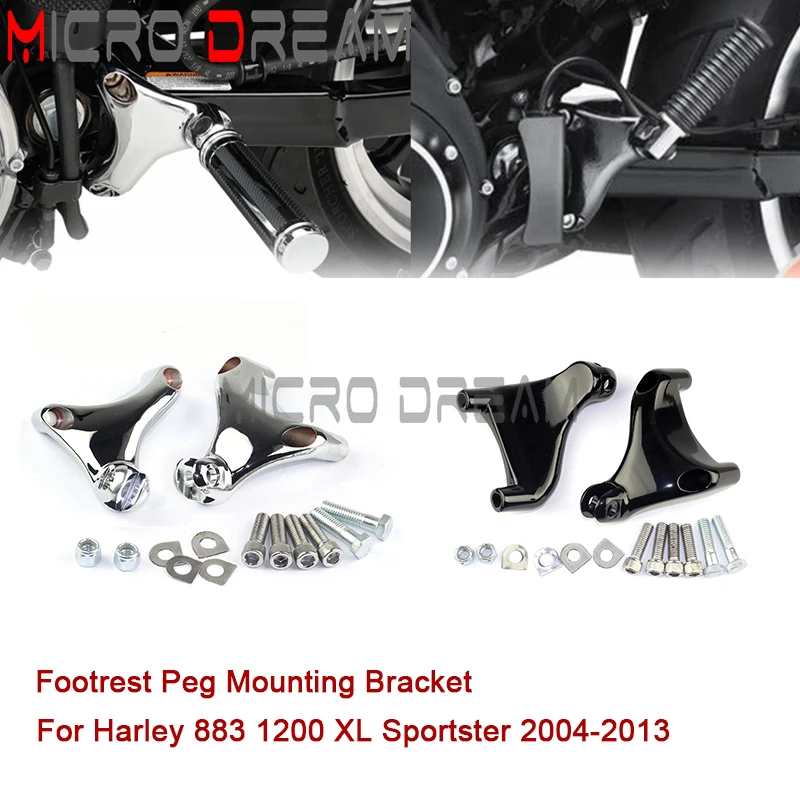 

For Harley Sporster 883 1200 XL883 XL1200 Motorcycle Footrest Peg Mounting Kit Aluminum Footpeg Support Bracket Holder 2004-2013