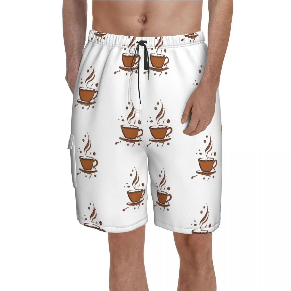 

Coffee Enthusiast Board Shorts coffee Beach Short Pants High Quality Man Funny Custom Swimming Trunks Big Size