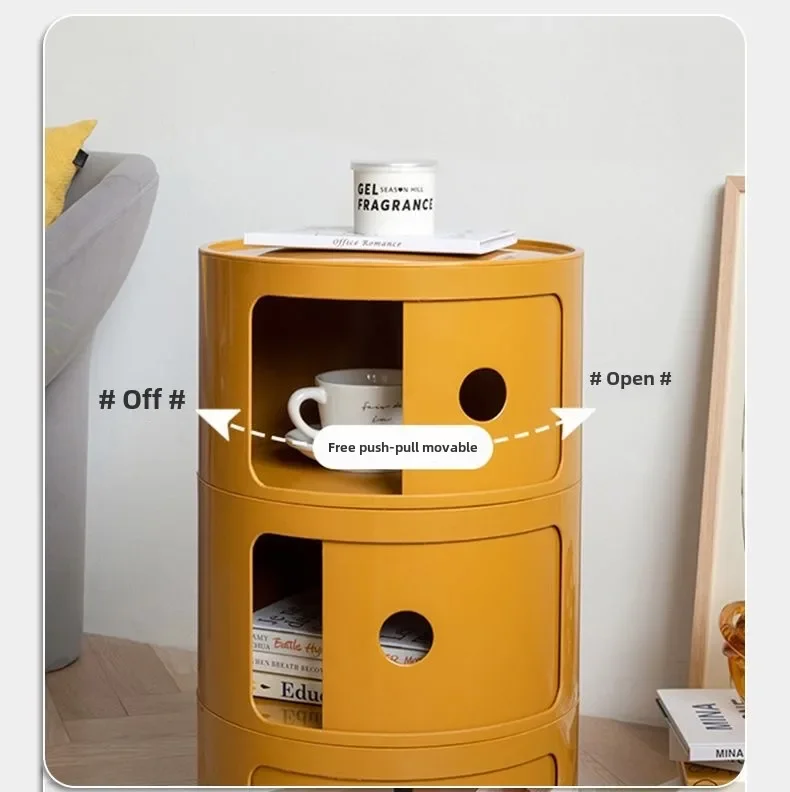 Creative Modular Bedside Table Round Large-capacity Storage Bedside Small Cabinet Bedroom Simple Storage Narrow Side Cabinet Nightstands Set