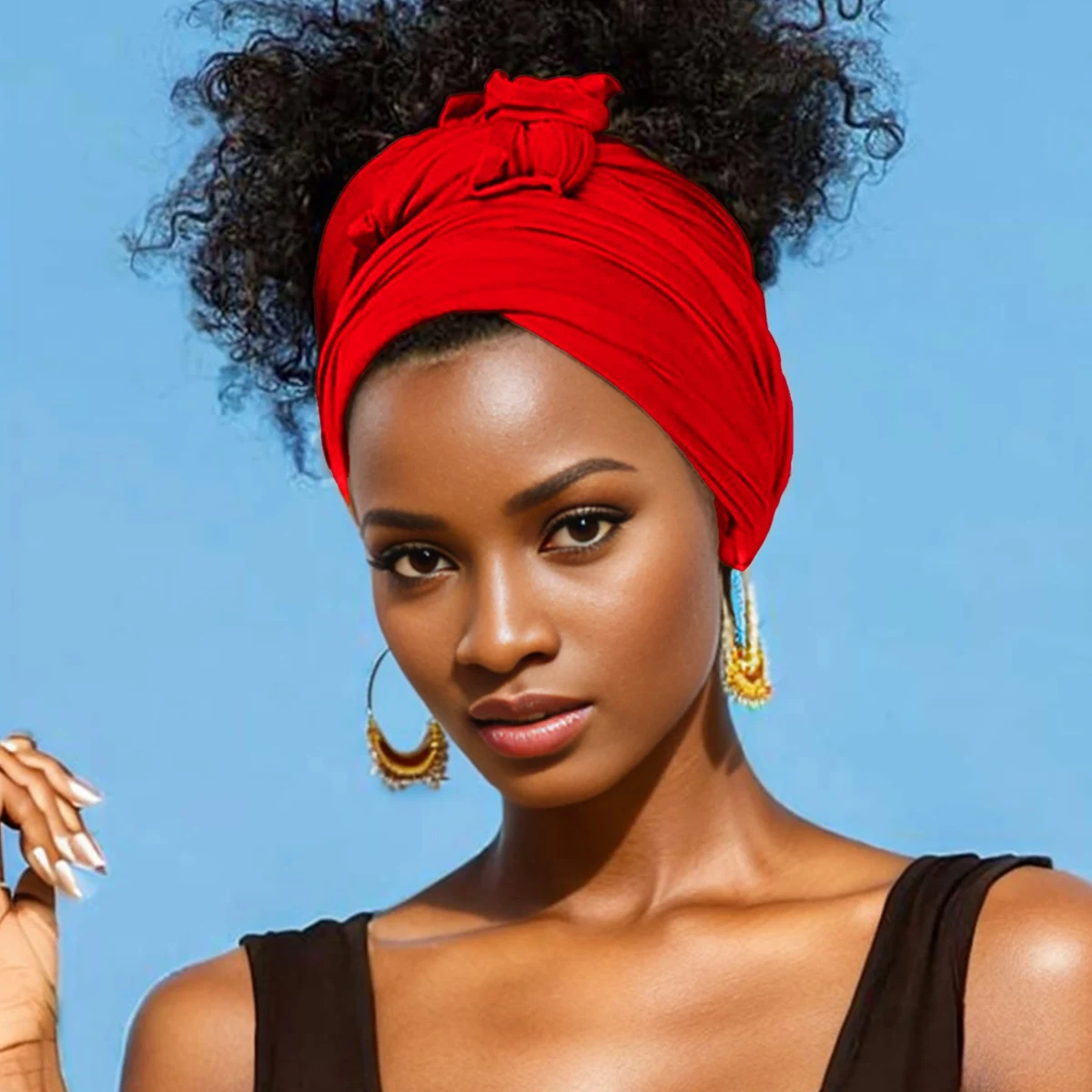Hot selling stretch jersey turban african headband solid color super soft extra long breathable headband for women 5