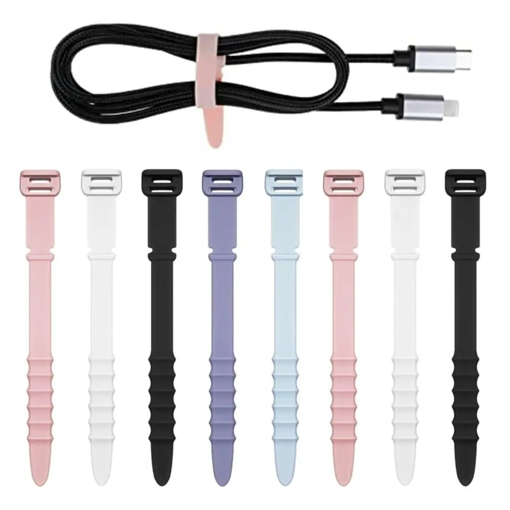 

5Pcs Silicone Phone Data Cable Winder Earphone Clip Organizer Cable Tie For Mouse Headphone Charger Cord Holder Strap Desk Tidy