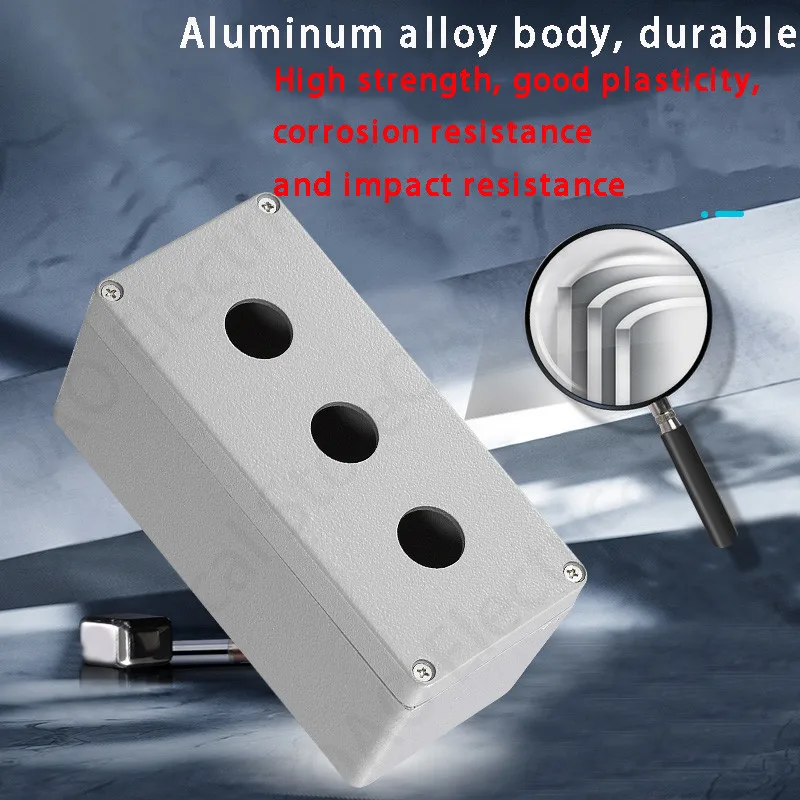 Metal Cast Aluminum Waterproof Button Switch Control Box Opening 22mm Emergency Stop Switch Button Box Aluminum Alloy 1234 Hole