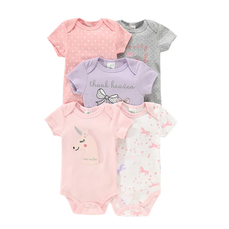 5Pcs Toddler Jumpsuit Sets Summer Autumn Baby Girls Newborn Cartoon Gentleman Dinosaur Romper Kids Clothes 0-1Y